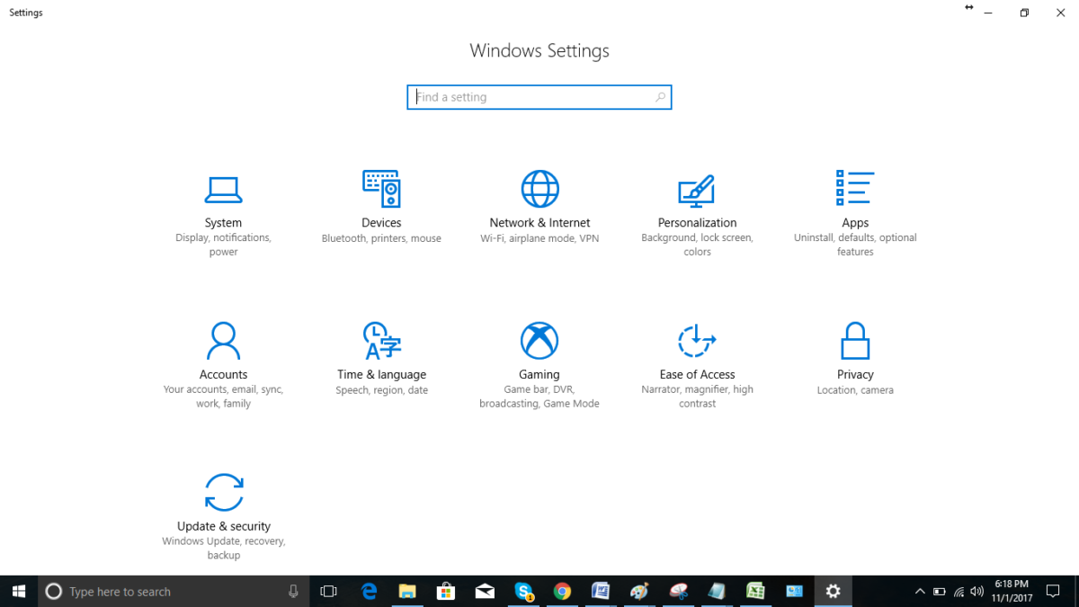 Windows 10 Settings (2015)